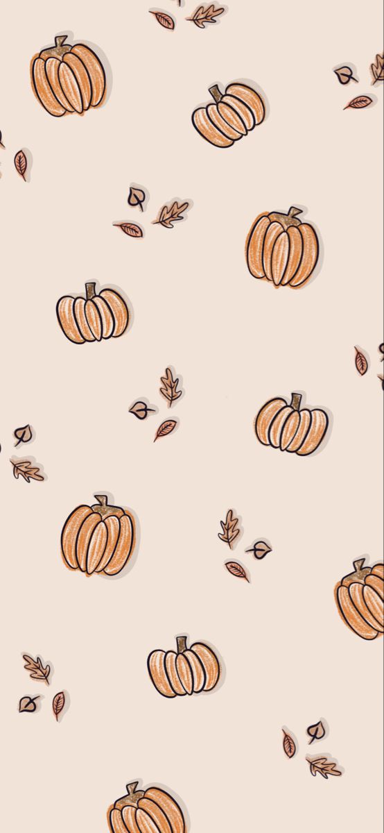 an image of pumpkins and leaves on a white background with brown outline, in the middle