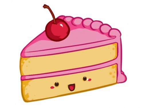 a piece of cake with a cherry on top is shown in this cartoon style image