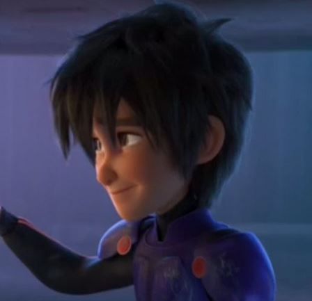 an animated character with black hair and blue shirt holding something in his right hand while looking at the camera