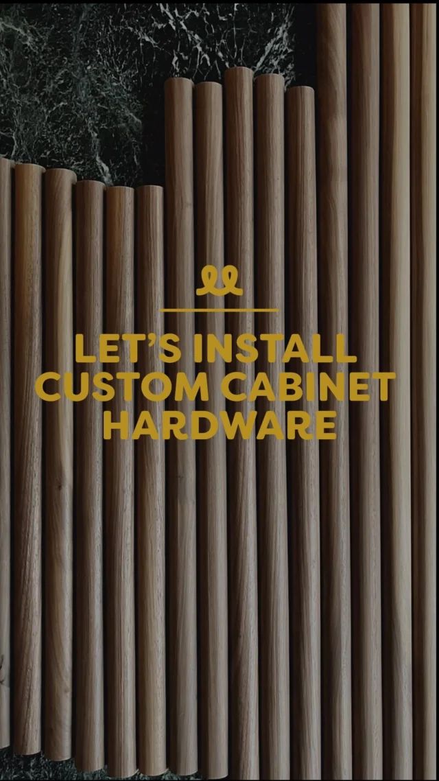 the words let's install custom cabinet hardware in front of a wooden fence with wood slats