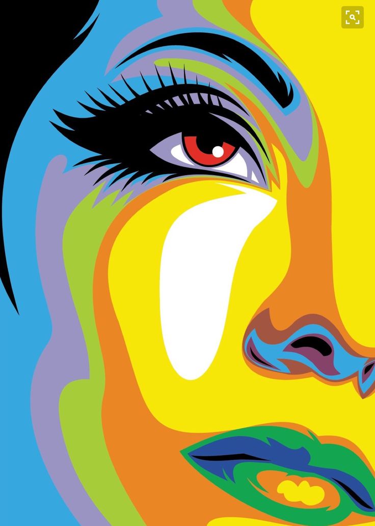 a woman's face with bright colors