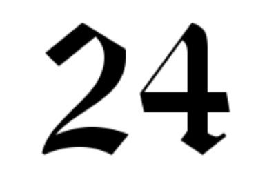 the number twenty four is shown in black