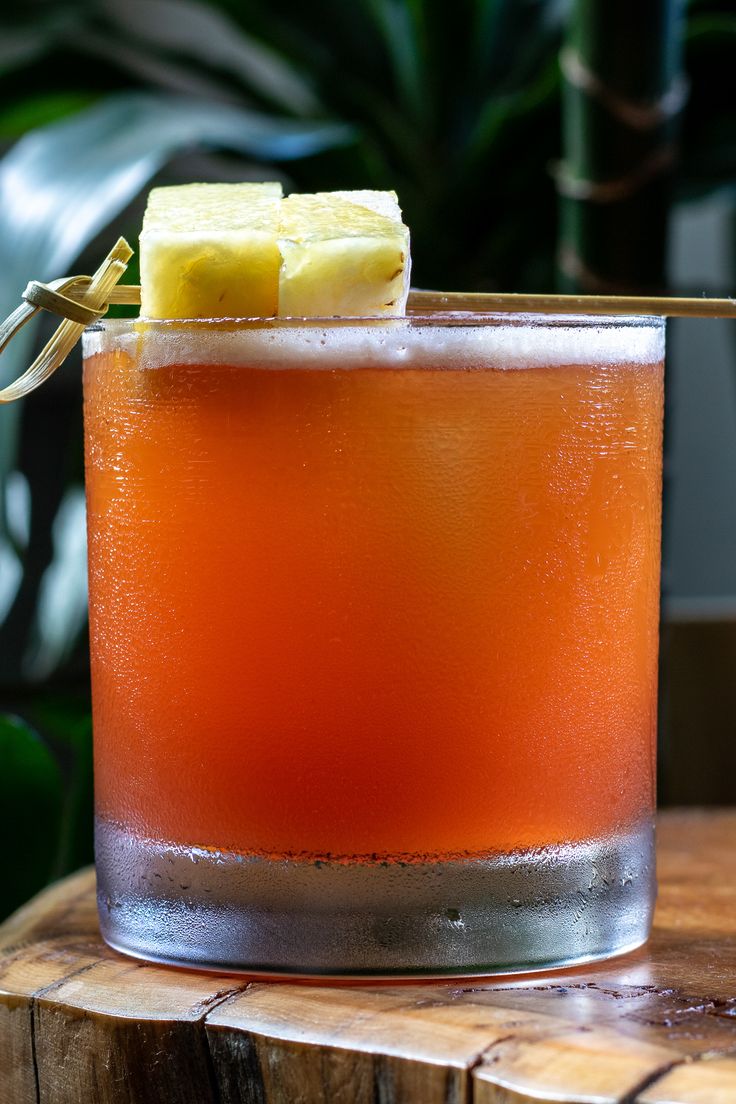 a close up of a drink on a table