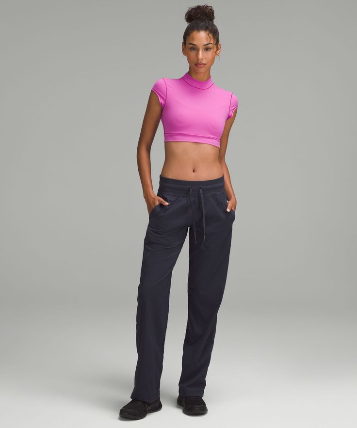 Easy, Comfortable, And Never Clingy, These Pants Are In Our After-Practice Hall Of Fame. Designed For Casual. Classic Fit Is An Easy Fit That Floats Away From Your Body:31.5" Inseam, Intended To Sit Below Ankle For Heights Of 55"-58". Waistband Drawcord Helps You Customize The Fit. Hand Pockets With Hidden Pocket For Small Items. Hem Drawcords Let You Adjust Your Look. | Dance Studio Mid-Rise Pant Regular Lulu Lemon Dance Studio Pants, Dance Studio Pants Lululemon Outfit, Lululemon Dance Pants, Lululemon Fitted Workwear Pants, Lululemon Fitted Work Pants, Lulu Dance Studio Pants, Fitted Tapered Leg Pants By Lululemon, Lululemon Fitted Tapered Leg Pants, Fitted Full-length Lululemon Pants