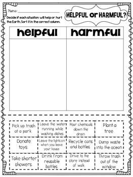 the helpful hamful worksheet for students to help them understand what they are doing