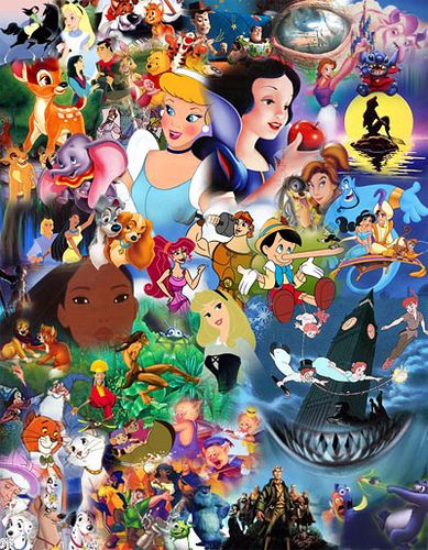 many different disney characters are grouped together