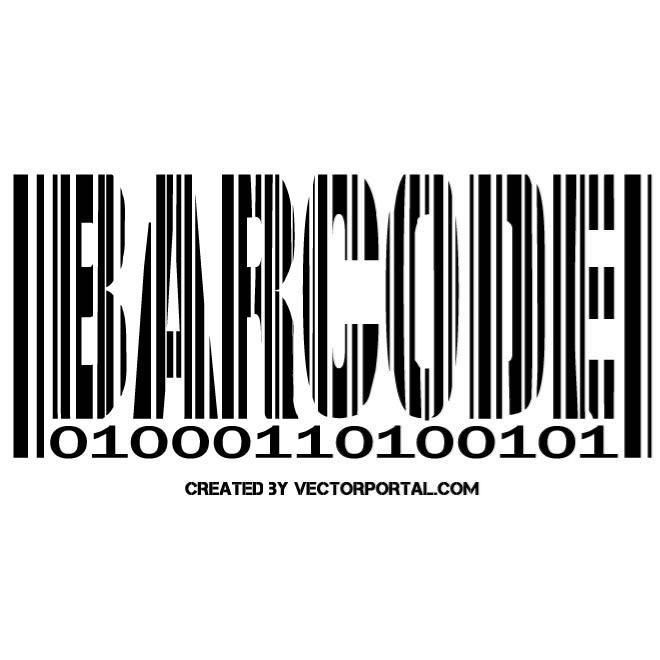 the barcode logo is black and white with an extra large barcode on it