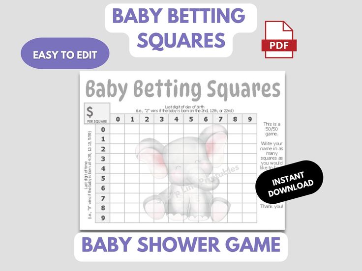 the baby betting squares game is shown with an elephant on it's back