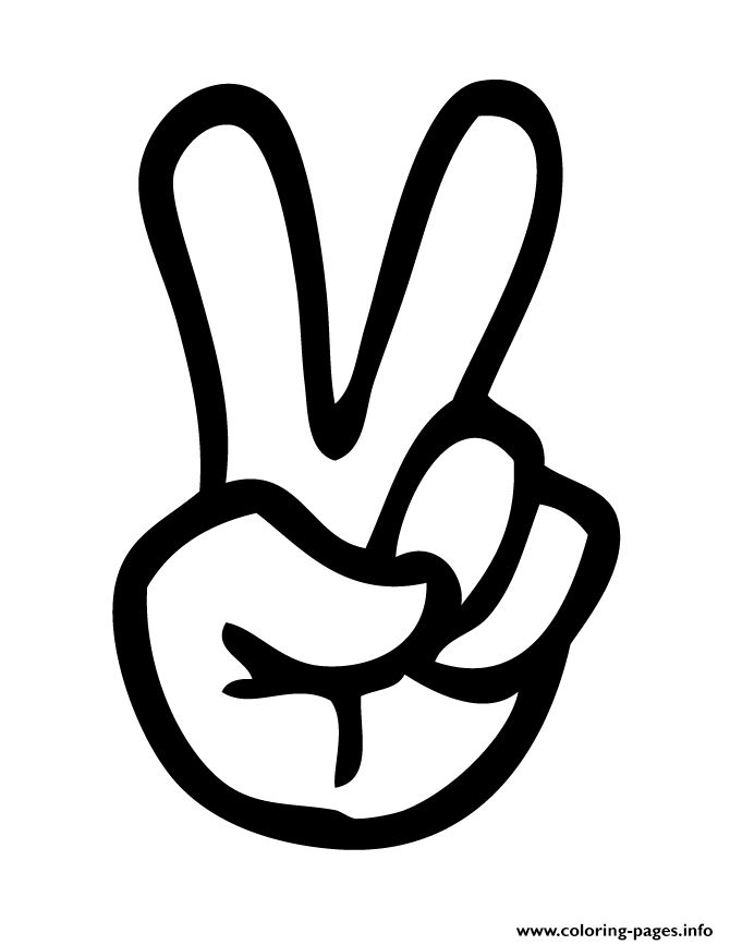 a black and white drawing of a hand giving the peace sign with two fingers up