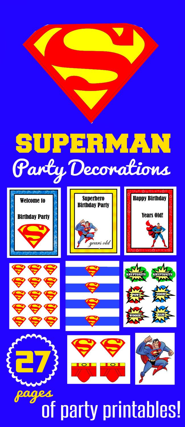 superman party decorations and free printables