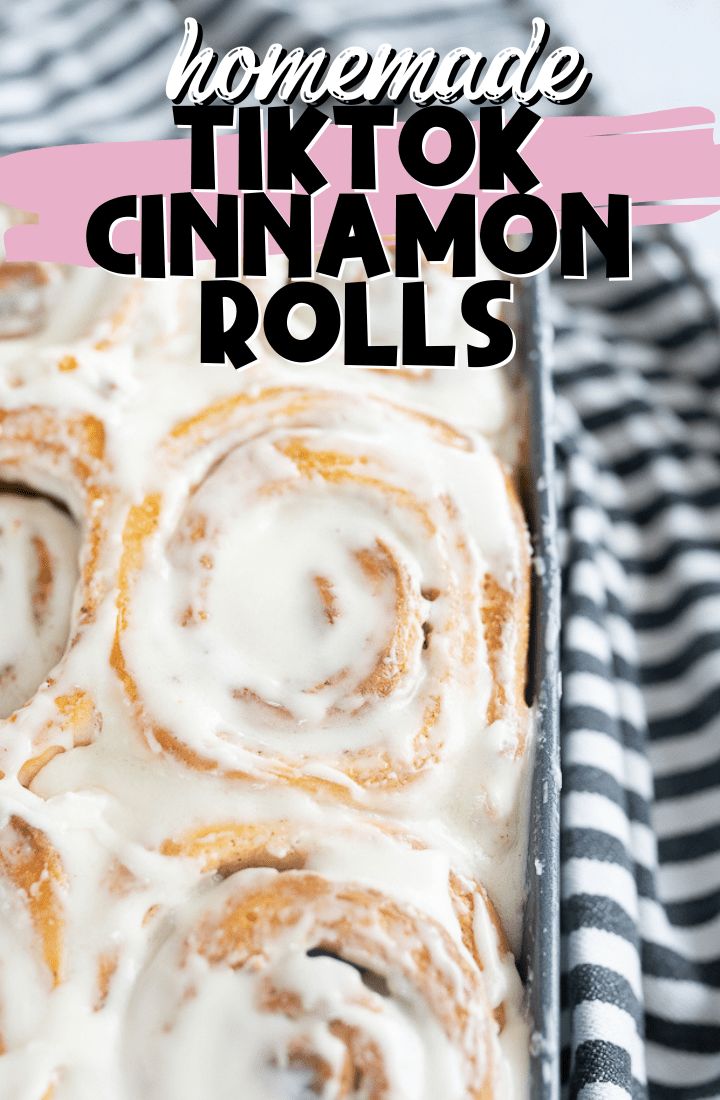 homemade tiktok cinnamon rolls in a baking pan