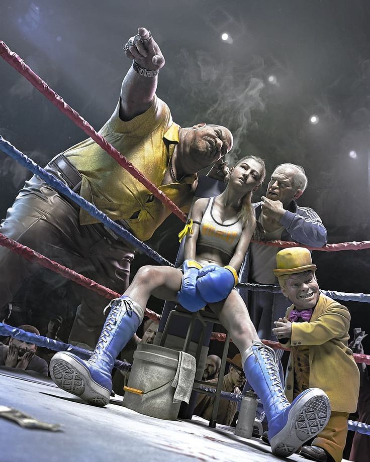 a group of people standing next to each other in a boxing ring