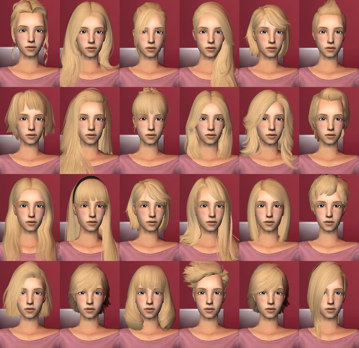 multiple images of the same woman's face in different poses and haircuts