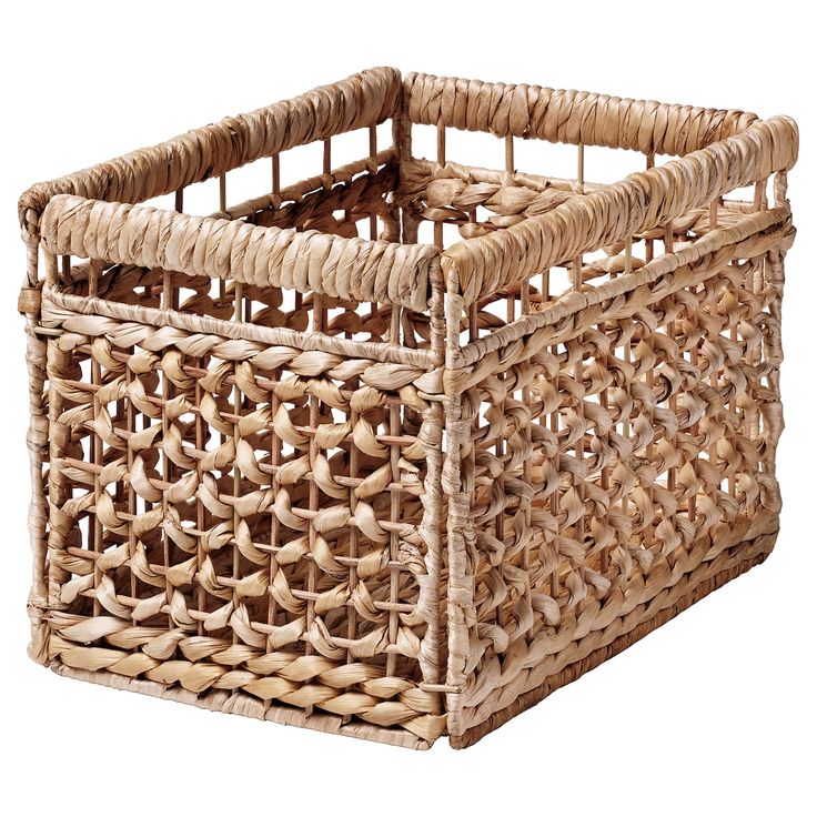 a wicker basket is shown with the lid open