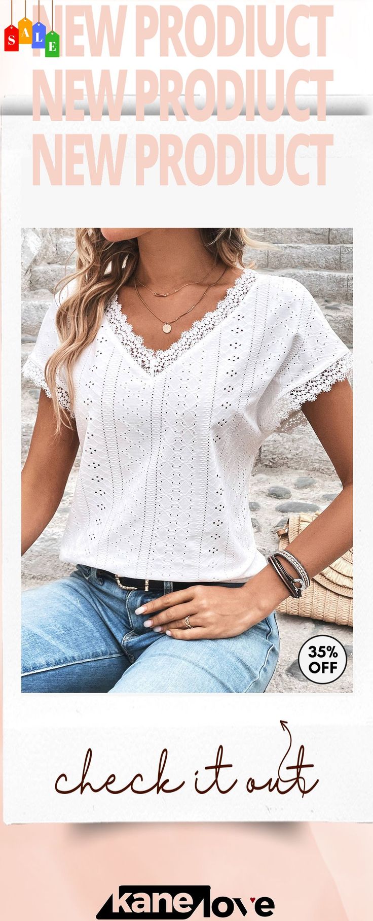 White Lace Short Sleeve V Neck T Shirt White V-neck Summer Top, White V-neck Casual Top, Casual White V-neck Top, White V-neck Short Sleeve Top For Summer, White V-neck T-shirt For Summer, Casual White V-neck Short Sleeve Top, White Relaxed Fit V-neck Short Sleeve Top, White Lace Shorts, Lace Short