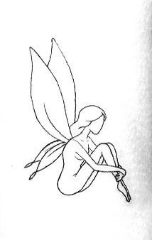 a drawing of a fairy sitting on the ground