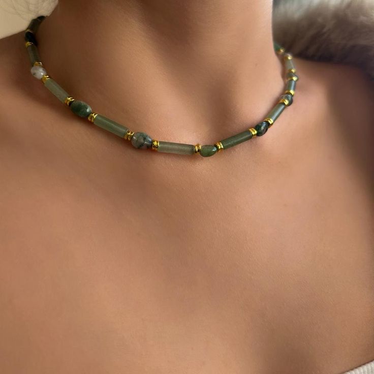 Gem Stone Necklace, Funky Jewellery, Stone Statement Necklace, Aventurine Stone, Physical Strength, Organic Jewelry, Beads Bracelet Design, Stone Beaded Necklace, Natural Stones Necklace