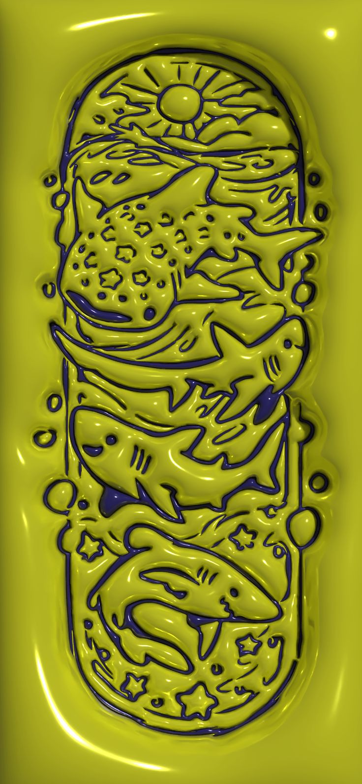 an image of a drawing on the side of a yellow object that looks like it is floating