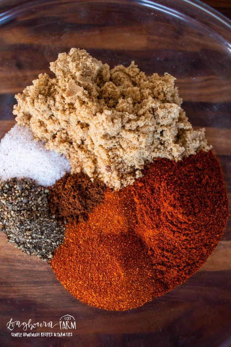 three different types of spices in a glass bowl