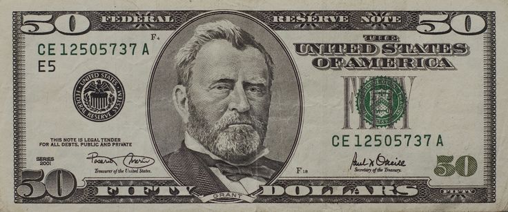 an old one dollar bill with a man's face on it