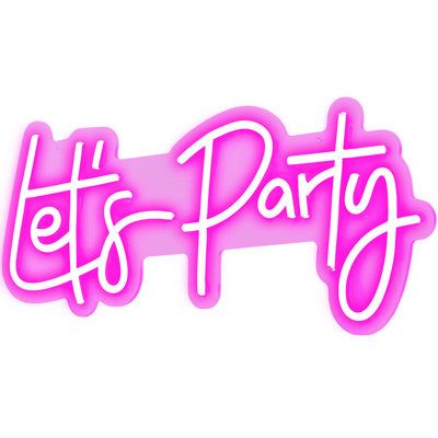 the let's party neon pink sticker is shown