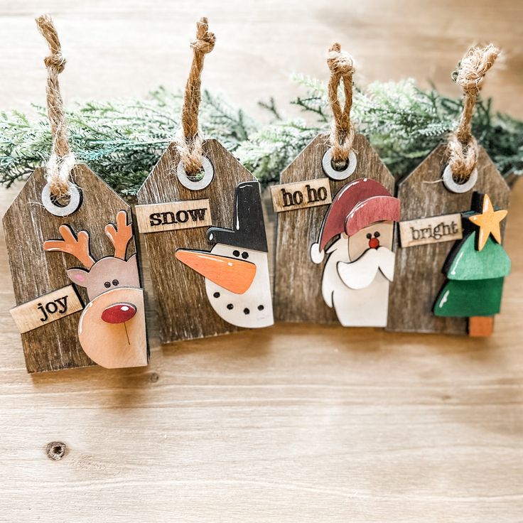 Holiday Rustic Tags: Ornament Design Set - Paisley Grace Makery Christmas Crafts For Adults Rustic, Christmas Wood Ideas Diy, Rustic Wood Christmas Ornaments, Handmade Wood Christmas Ornaments, Wooden Tag Ornaments, Craft Fair Christmas Ideas, Wooden Tags Ideas Diy Christmas, Holiday Decor Crafts, Christmas Gifts For Kids To Make