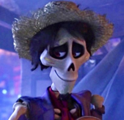 a skeleton wearing a hat and holding a guitar