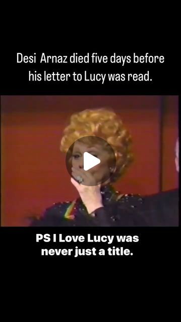 a woman talking into a microphone with the caption desi arnaz died five days before his letter to lucky was read