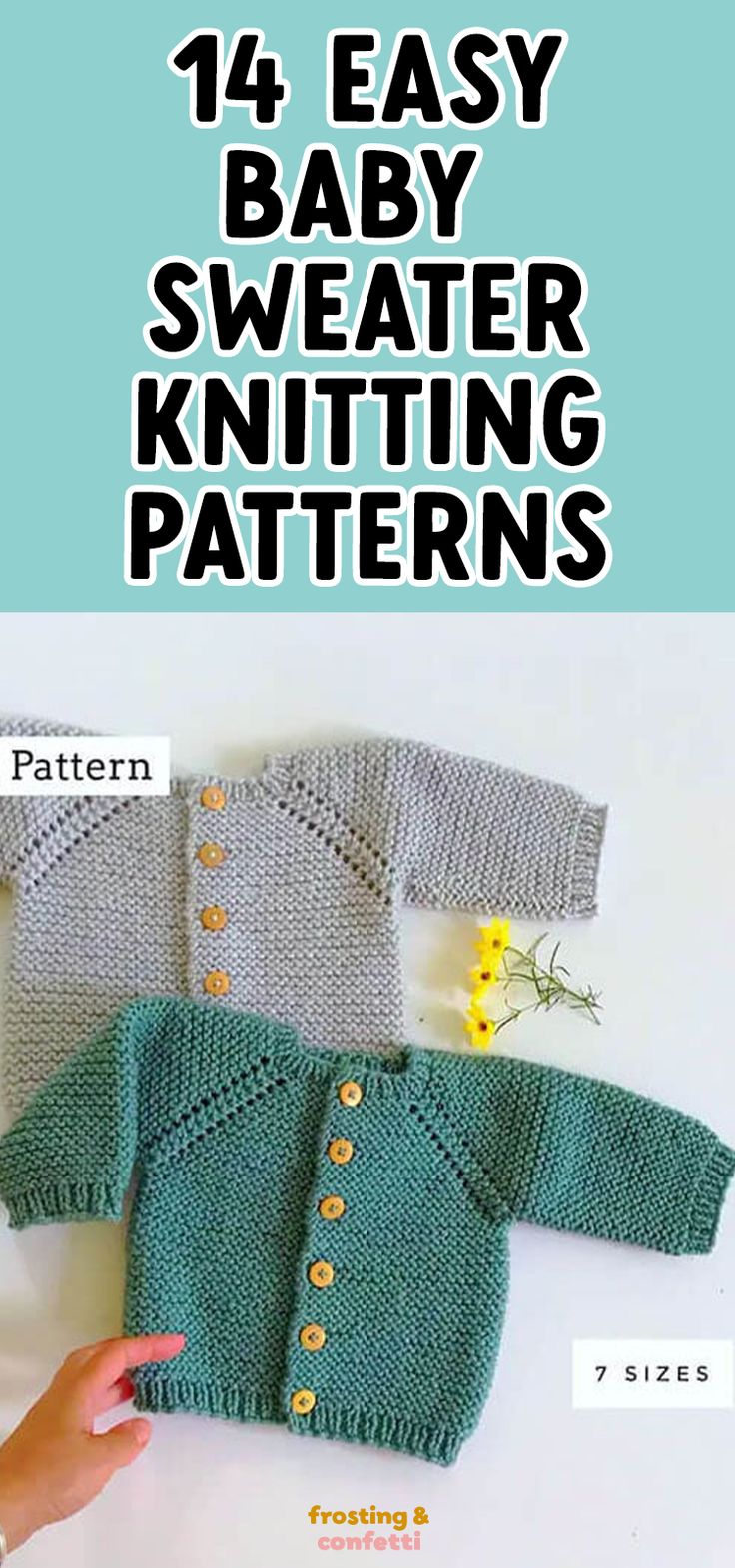 the knitting pattern for this baby sweater is easy to knit and looks great on any child's body