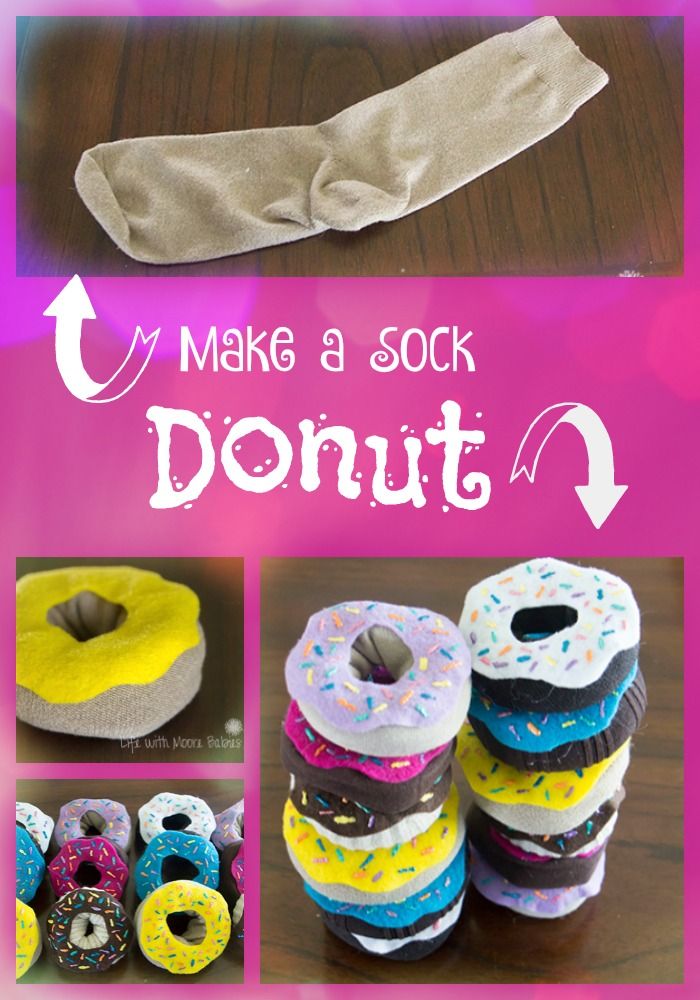 there are many different donuts that have sprinkles on them and the words make a sock