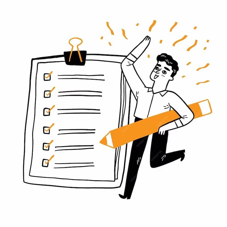 a man holding a pencil and pointing to a checklist on a clipboard with an orange marker