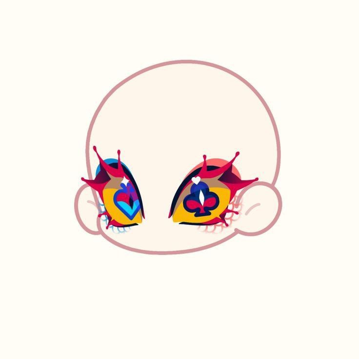 the eyes of a child with colored spots on their cheeks are shown in this illustration