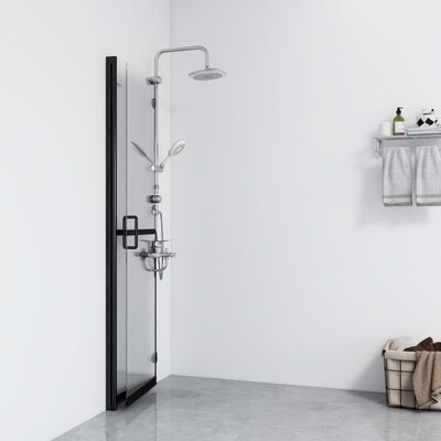 a bathroom with white walls and flooring has a towel rack on the wall next to the shower