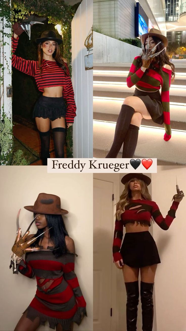 four different pictures of women dressed in costumes