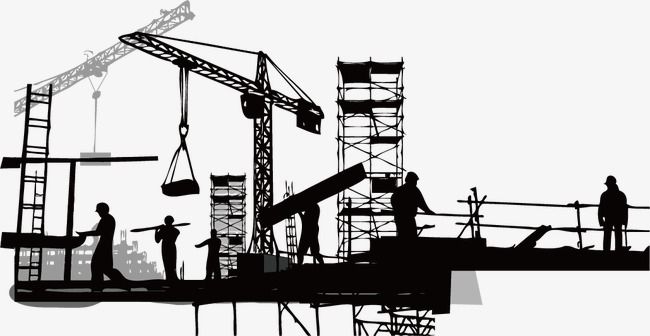 Construction Illustration Architecture, Construction Silhouette, Construction Sketch, Mechanics Photography, Silhouette Figures, Sketch Building, Building Silhouette, Construction Art, Cartoon Building