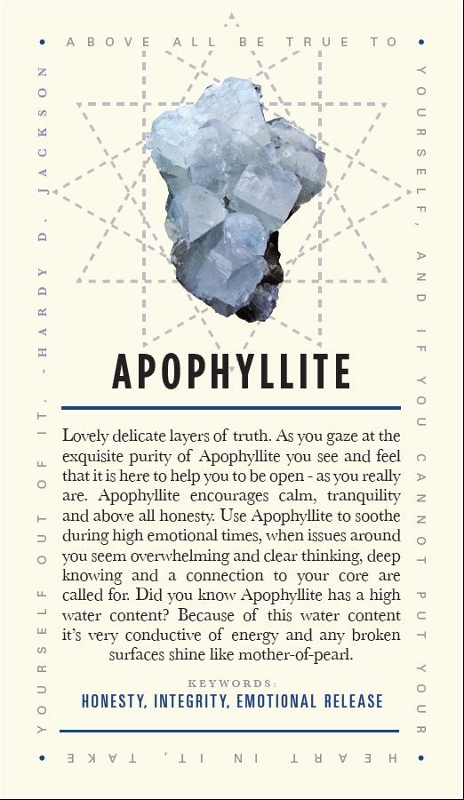 Apophyllite card Crystals Healing Properties, Spiritual Crystals, Gemstone Meanings, Crystal Therapy, Crystal Healing Stones, Crystal Meanings, Rocks And Gems, Affirmation Cards, Crystal Grid