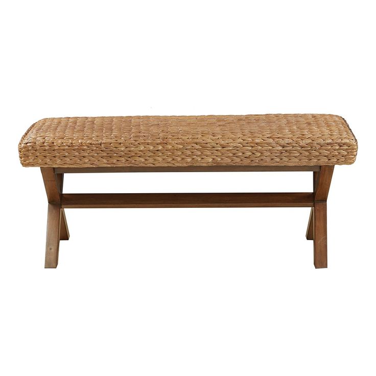 a bench made out of wood and wicker