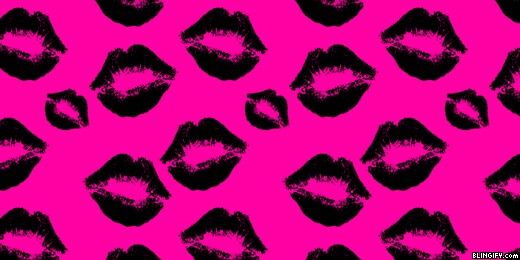 pink and black lips on a pink background