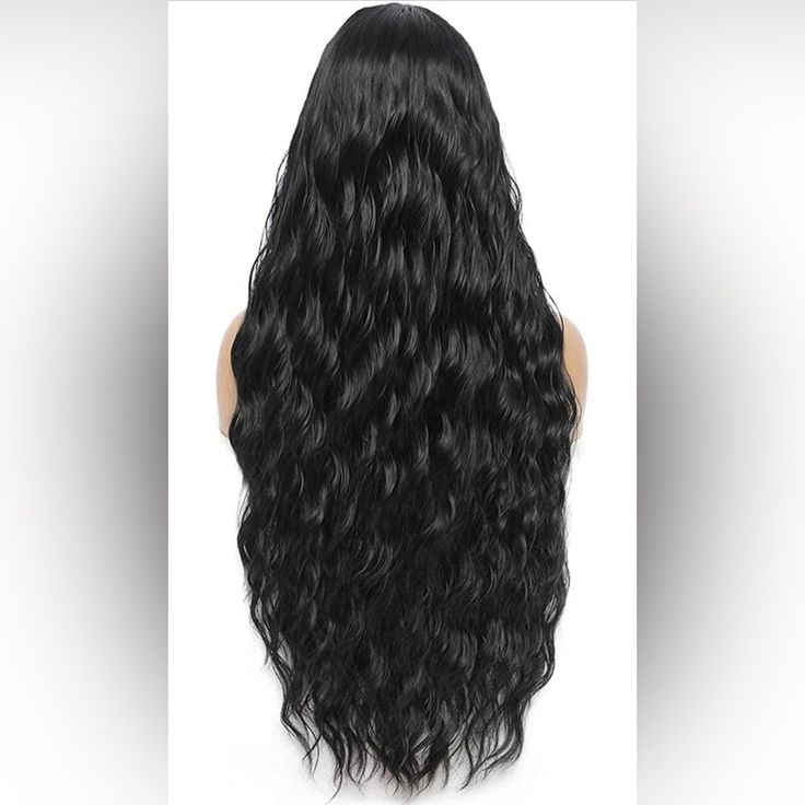 New Long Wavy Wigs Black, Middle Parting Women Synthetic Hair Wavy Long Wig Natural Wavy Wigs For Women 23-24 Inch Long Wigs Black, Wavy Wigs, Jet Black Hair, Wig Color, Original Characters, Long Wavy Hair, Wigs For Women, Long Wigs, Jet Black