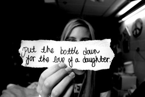 a woman holding up a piece of paper that says, not the bottle dawn for the love of a daughter