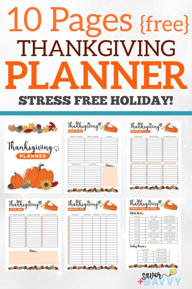 the free thanksgiving planner with pumpkins and leaves on it, is shown in this printable