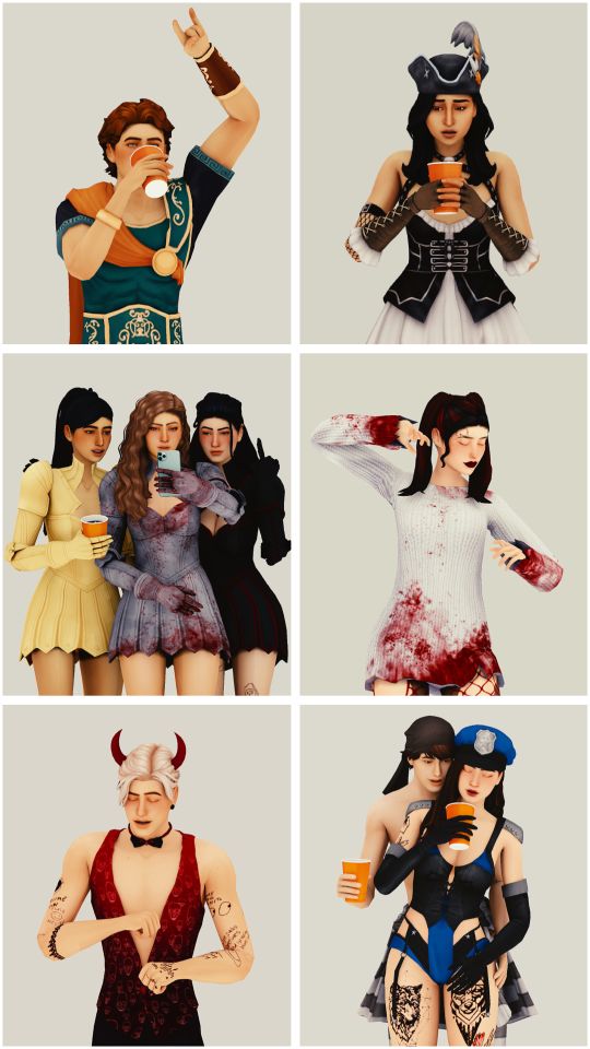 six different pictures of women dressed in costumes