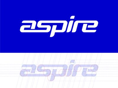 the logo for aspire is shown in white and blue