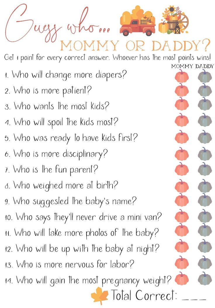 a printable baby shower game with the words, guess who mommy or daddy?