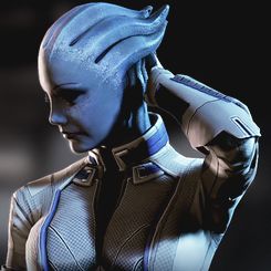 an image of a woman in a sci - fi suit with her hands on her head