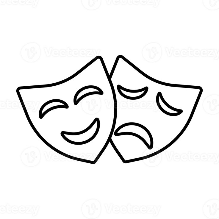 two masks with faces drawn on them