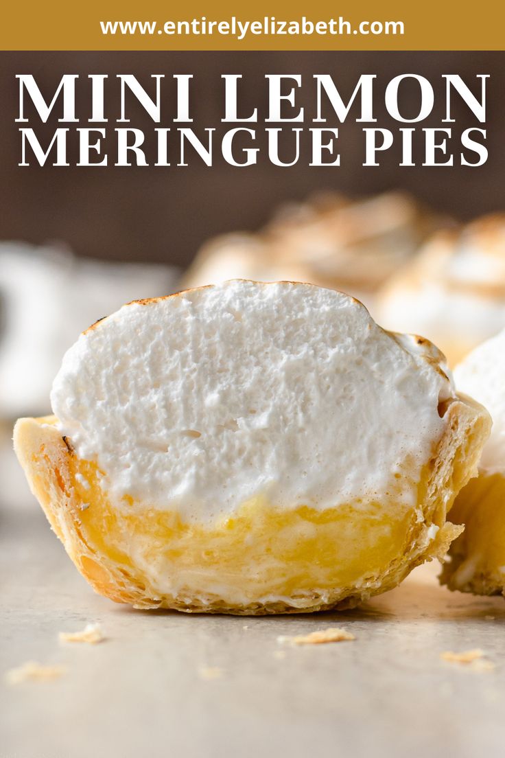 mini lemon meringue pies on a table with the title text overlay