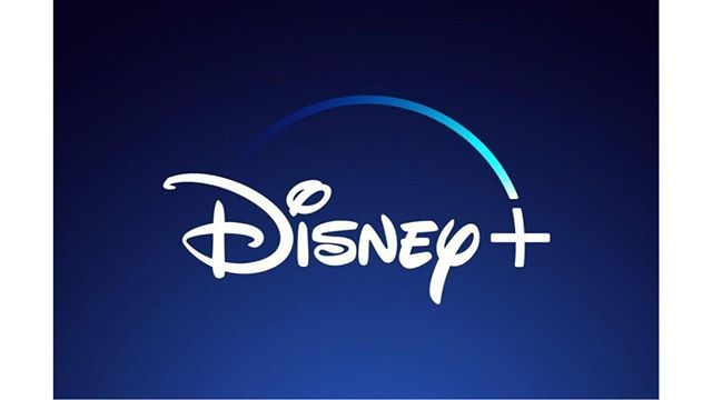 the disney plus logo on a blue background