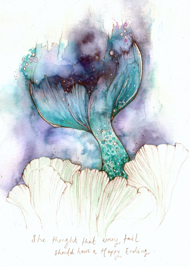 a watercolor painting of a flower with words written on it