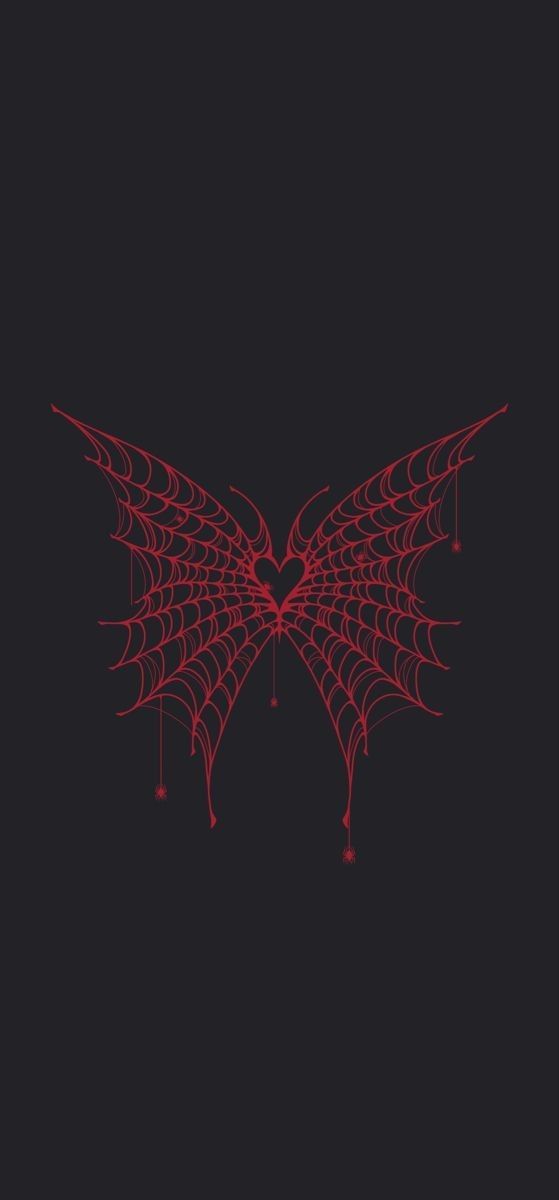 a red spider web on a black background